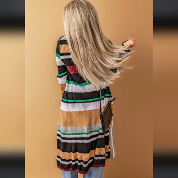 New colorblock Striped long cardigan - Picture 6 of 10